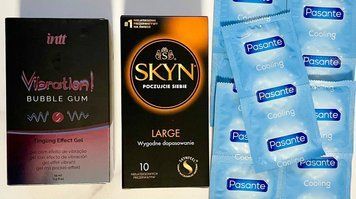 Набор 20 шт SKYN Large &ndash; Pasante Cooling + Жидкий вибратор Intt Vibration Bubble Gum (15 мл) SOS1504 фото