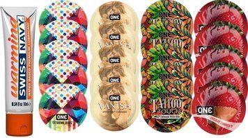Набор из Swiss Navy Water-Based 10 мл + ONERibs + ONE Vanish + ONETattoo + ONE Chocolate Strawberry SOS8558 фото