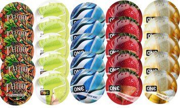 Набор с 25 шт ONE Tattoo Touch + ONE Color + ONE Fresh Mint + ONE Chocolate Strawberry + ONE Banana Split SOS8274 фото