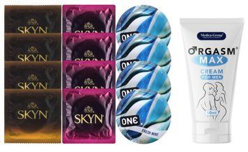 Комплект: Пролонгатор Medica-Group Orgasm Max for Men 50 мл + 8 шт SKYN + 4 шт ONE Fresh Mint SOS10987 фото