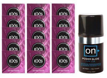 Комплект EXS Extra Thick 15 шт + Sensuva ON Power Glide For Him SOS14720 фото