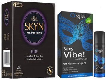 Набір з SKYN Elite (24 шт) + Рідкий вібратор Orgie Sexy Vibe (15 мл)  SOS10116 фото