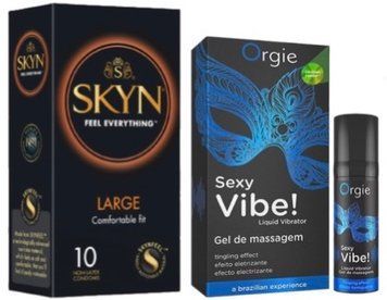 Набір з 10 шт SKYN Large + Рідкий вібратор SEXY VIBE для чутливих, 15 мл SOS10316 фото