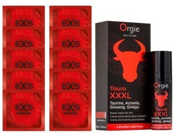 Комплект EXS Warming 10 шт + Orgie TOURO XXXL Cream (15 мл) SOS14340 фото