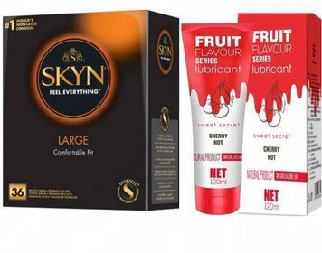 Набір : SKYN Large (36 шт) та Лубрикант OLO зі смаком полуниці 120 мл  SOS59 фото