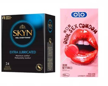 Набор Skyn Extra lube 24 штуки + OLO Oral Candy 10 штук  SOS13 фото