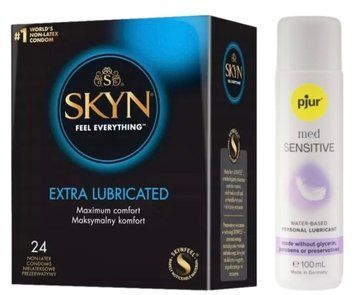 Комплект SKYN Extra Lube 24 шт + Pjur MED Sensitive Glide 100 мл SOS13272 фото