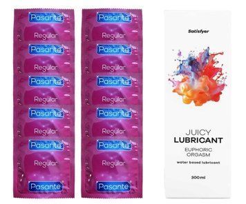 Комплект Pasante Regular 10 шт. + Лубрикант Satisfyer Juicy Lubricant Euphoric Orgasm (300 мл) SOS12118 фото