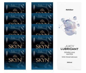 Комплект SKYN Extra Lube 10 шт. + Лубрикант Satisfyer Juicy Lubricant Sparkling Water 300 мл SOS12570 фото