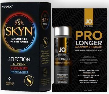 Набір з SKYN Selection (9 шт)  + Пролонгатор JO Prolonger Spray with Lidocaine (60 мл)  SOS8863 фото