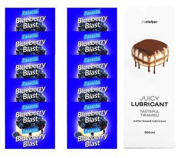 Комплект Pasante Blueberry 10шт. + Лубрикант Satisfyer Juicy Lubricant Tasteful Tiramisu 300 мл SOS11669 фото