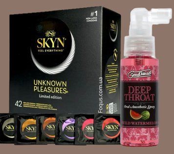 Набір SKYN Pleasures, 42 шт-6 видів + Спрей  Doc Johnson GoodHead DeepThroat Spray - Watermelon 59 мл SOS5123 фото