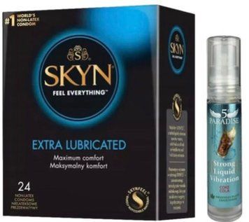 Набір з SKYN Extra Lube (24 шт) + Рідкий вібратор 5th Paradise Liquid Vibrator &mdash; Кола (10 мл) SOS10066 фото