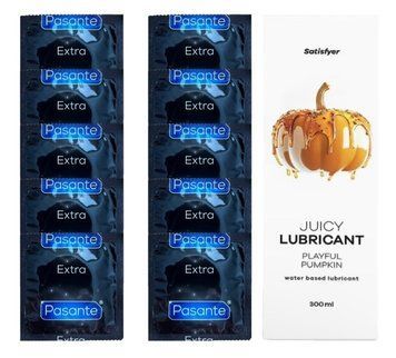 Набір: Pasante Extra Safe 10 шт. + Лубрикант Satisfyer Playful Pumpkin (300 мл) SOS12068 фото