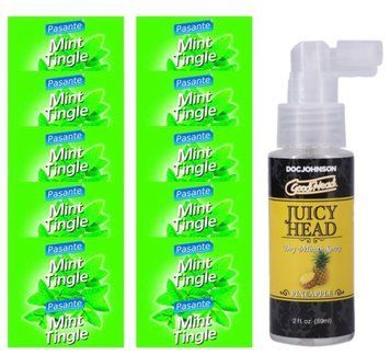Комплект Pasante Mint Tingle 10 шт + Doc Johnson GoodHead Juicy Head Dry Mouth Spray Pineapple (59 мл) SOS13914 фото