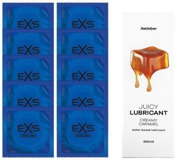Набор: EXS Cooling 10 шт. + Лубрикант Satisfyer Creamy Caramel 300 мл. SOS11127 фото