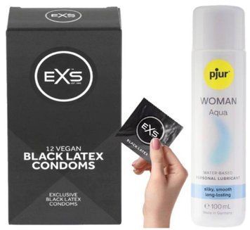 Комплект EXS Black Latex (12 шт) + Pjur Woman Aqua 100 мл SOS13572 фото