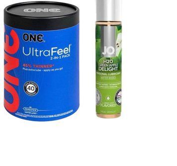 ONE UltraFeel 2-в-1. 40 шт+ Лубрикант на водной основе System JO H2O &mdash;  Green Apple (30 мл) SOS6442 фото
