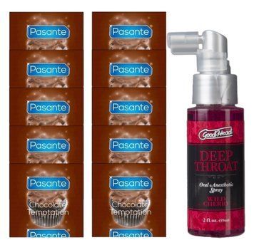Pasante Chocolate Temptation 10 шт + Doc Johnson DeepThroat Spray &ndash; Wild Cherry (59 мл) SOS14014 фото