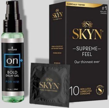 SKyn ​​Supreme Feel 10 штук + Пролонгатор Sensuva - ON Bold (29 мл) SOS5152 фото