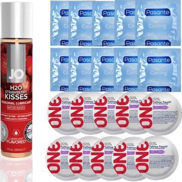 набор 20 шт Pasante + ONE + System JO H2O Strawberry Kiss (30 мл) SOS4643 фото