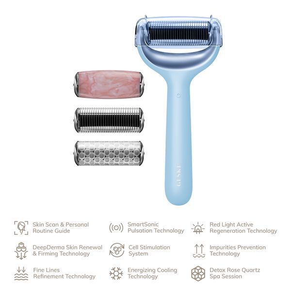 Роллер для игловой мезотерапии лица и тела GESKE MicroNeedle Face&Body Roller 9в1 aquamarine HB0215 фото