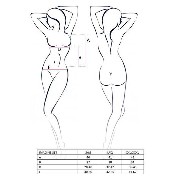 Комплект нижнего белья Passion IMAGINE SET OpenBra S/M, черный, лиф &mdash; мини-рубашка, трусики с оборками EL11702 фото