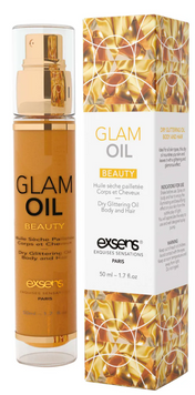 Парфюмерное сухое масло-шиммер для тела и волос EXSENS Glam Oil (50 мл) &mdash; с золотистым сиянием и маслом сладкого миндаля SO2363 фото
