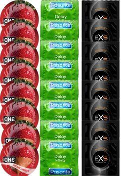Набор 24 шт ONE Chocolate Strawberry + Delay Infinity + EXS Black Latex SOS7518 фото
