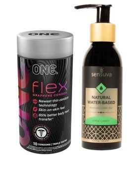ONE Flex 10 шт.+ Смазка на водной основе Sensuva Natural Water-Based Apple Candy (125мл) SOS6394 фото