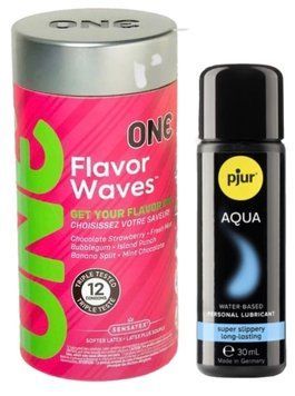 Комплект ONE Flavor Waves 12 штук + Pjur Aqua 30 мл SOS12974 фото