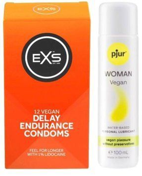 Набор EXS Delay (12 шт) + pjur Woman Vegan 100 мл SOS13473 фото