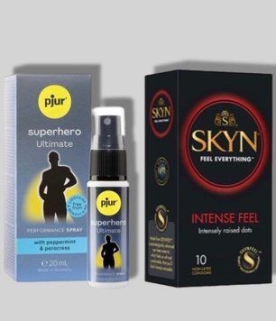 SKYN Intense Feel 10 шт + Пролонгатор pjur Superhero Ultimate Spray 20 мл SOS5664 фото