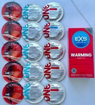 Набор 15 штук ONE Super Sensitive, Tattoo Touch, Flavor Waves + EXS Warming (12 шт.) SOS3907 фото