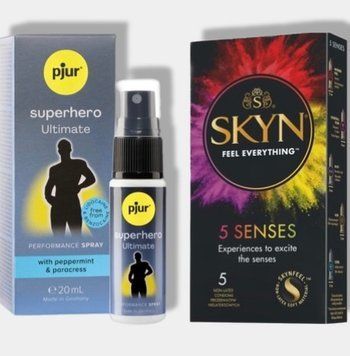 SKYN 5 Senses 5 шт + Пролонгатор pjur Superhero Ultimate Spray 20 мл SOS5812 фото