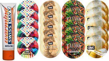 Набор из Swiss Navy Water-Based 10 мл + ONERibs + ONE Vanish + ONETattoo + ONE Banana SOS8559 фото