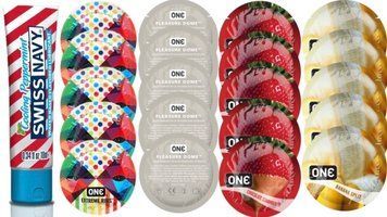 Набор из SwissNavy CoolingPeppermint 10мл + ONERibs + ONE Dome + ONEChocolateStrawberry + ONEBanana SOS8639 фото
