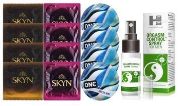 Комплект: Пролонгатор SHS Orgasm Control Spray 15 мл + 8 шт. SKYN + 4 шт. ONE Fresh Mint SOS10889 фото