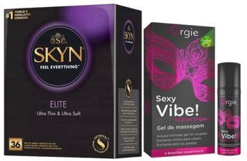 Набір з SKYN Elite 36 шт + Рідкий вібратор Orgie Sexy Vibe (15 мл)  SOS10217 фото