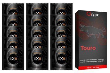 Комплект EXS Black Latex 15 шт + Orgie TOURO Cream (15 мл)  SOS14632 фото