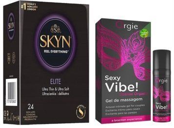 Набір з SKYN Elite (24 шт) + Рідкий вібратор Orgie Sexy Vibe (15 мл)  SOS10117 фото