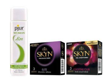 Набор: SKYN Elite &mdash; 3 шт, SKYN Cocktail Club &mdash; 3 шт и Лубрикант Pjur Woman Aloe &mdash; 100 мл SOS907 фото