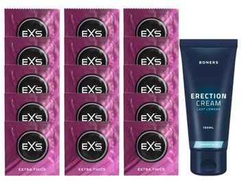 Комплект EXS Extra Thick 15 шт + Boners Erection Cream SOS14721 фото
