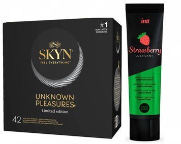 Набір :  SKYN Pleasures 42 шт та Лубрикант  Intt Strawberry (100 мл) SOS77 фото