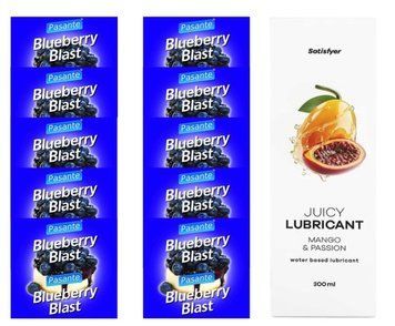 Комплект Pasante Blueberry 10шт. + Лубрикант Satisfyer Juicy Lubricant Mango & Passion 300 мл SOS11670 фото