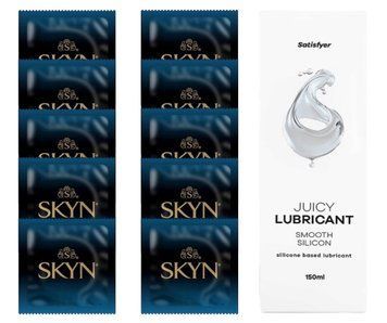 Комплект SKYN Extra Lube 10 шт. + Лубрикант Satisfyer Juicy Lubricant Smooth Silicon 150 мл SOS12571 фото