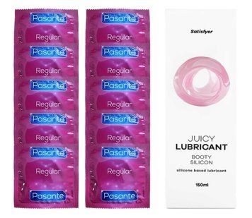 Комплект Pasante Regular 10 шт. + Лубрикант Satisfyer Juicy Lubricant Booty Silicon (150 мл) SOS12119 фото