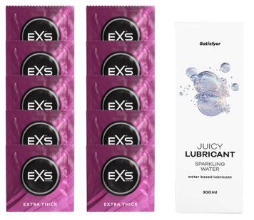 Набор: EXS Extra Thick 10 шт. + Лубрикант Satisfyer Sparkling Water 300 мл SOS11178 фото