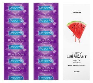 Комплект Pasante Intensity 10шт. + Лубрикант Satisfyer Juicy Lubricant Melty Melon 300 мл SOS11620 фото