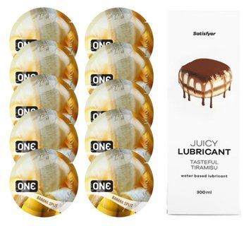 ONE Banana Split 10шт. + Лубрикант Satisfyer Tasteful Tiramisu 300 мл SOS12470 фото